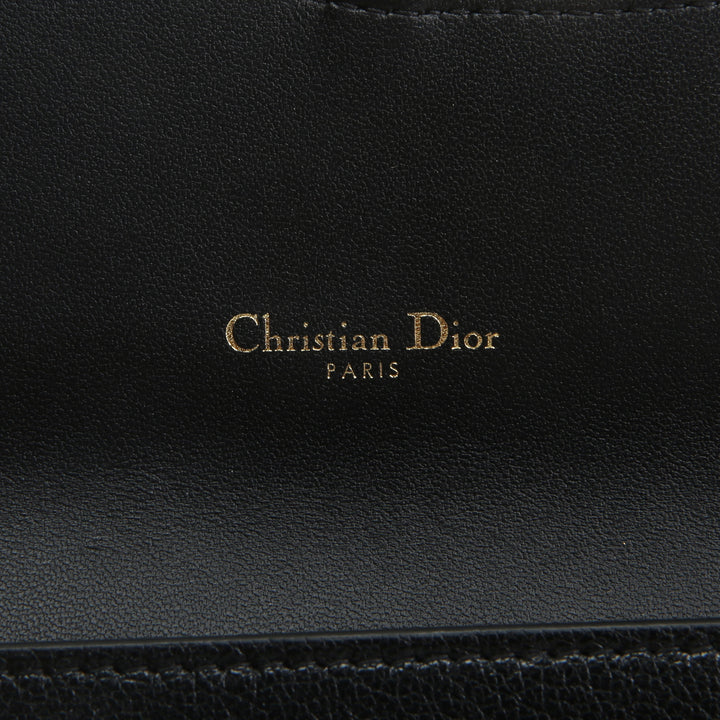 DIOR Goatskin Saddle Long Wallet with Chain - Black
