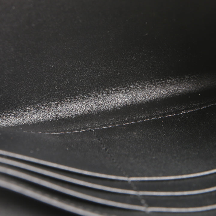 DIOR Goatskin Saddle Long Wallet with Chain - Black