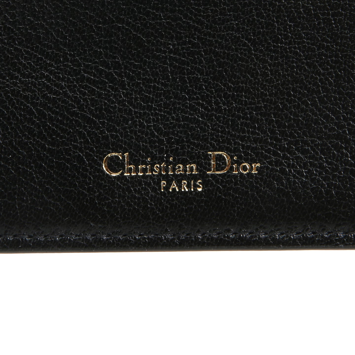 DIOR Goatskin Saddle Long Wallet with Chain - Black