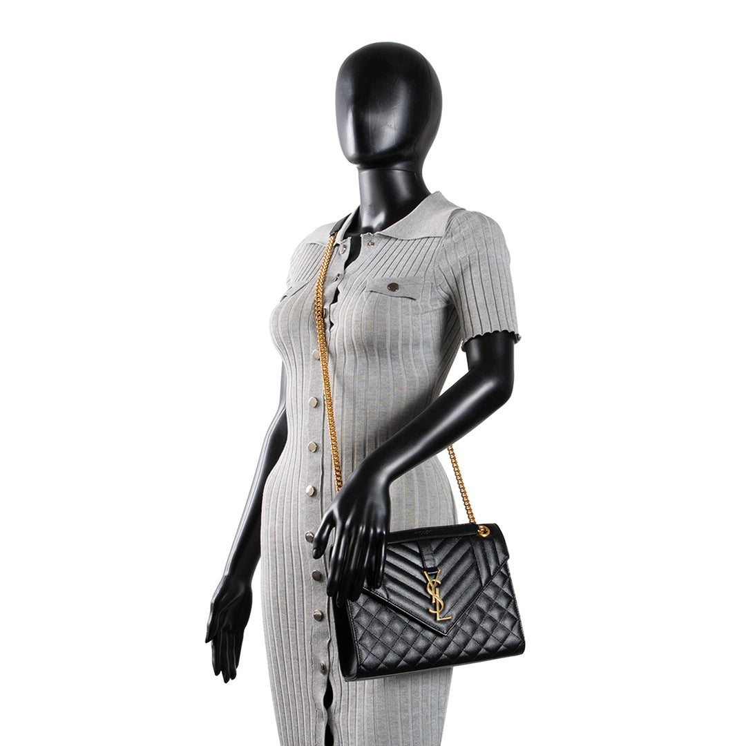 SAINT LAURENT Medium Triquilt Envelope Flap Bag