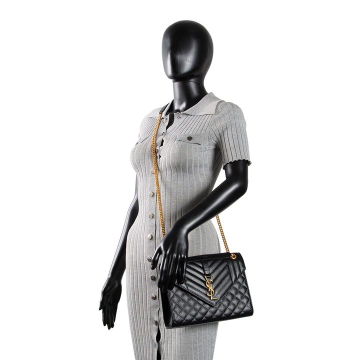 SAINT LAURENT Medium Triquilt Envelope Flap Bag