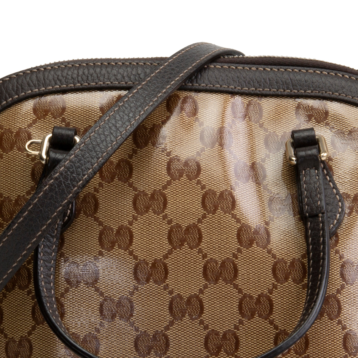 GUCCI GG Crystal Vintage Dome Bag - Brown