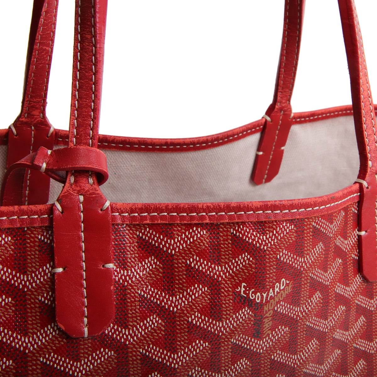 GOYARD Goyardine St. Louis Tote PM w/ Pouch - Red
