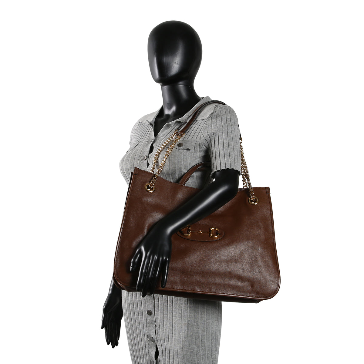 GUCCI Horsebit 1955 Leather Chain Tote