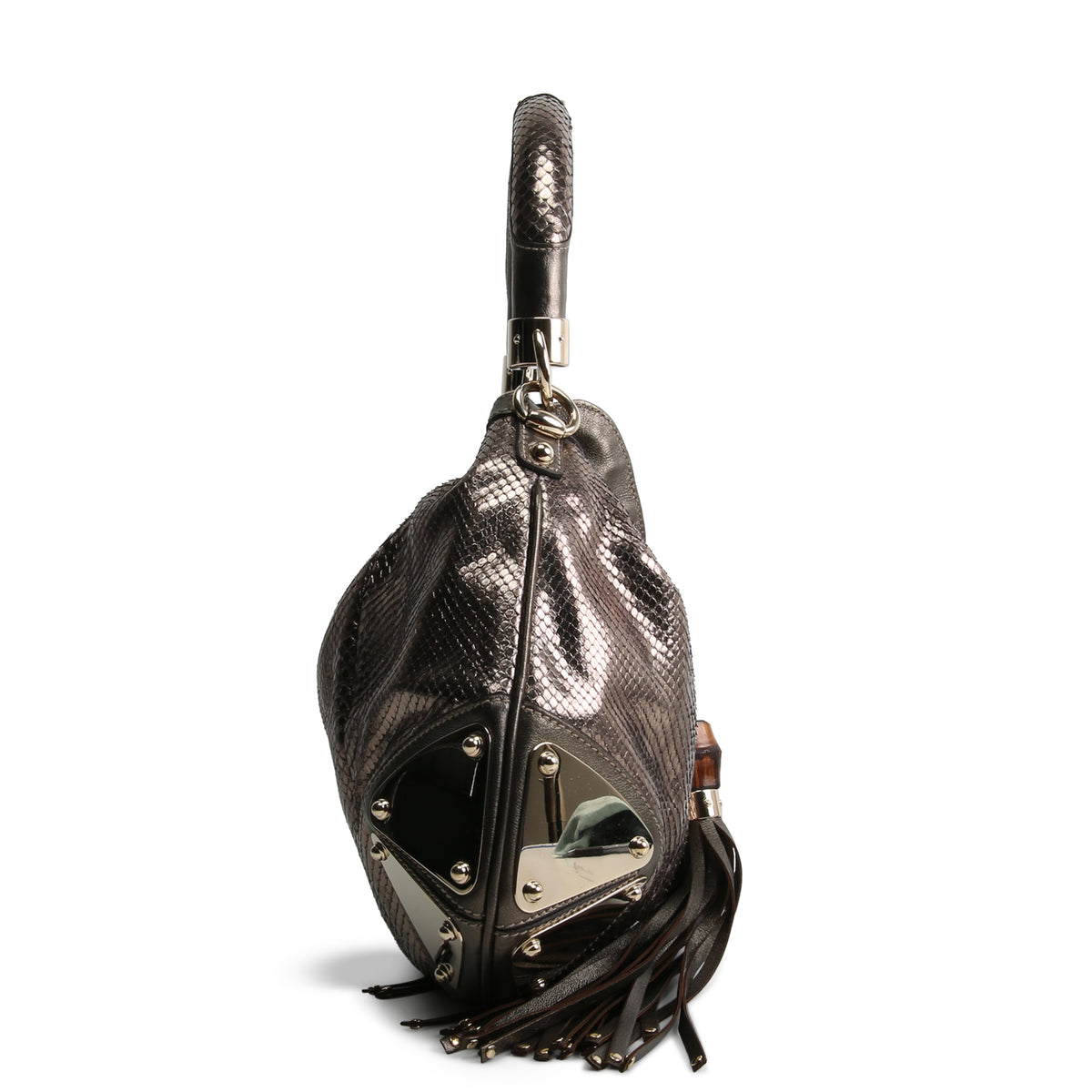 GUCCI Bamboo Babouska Indy Vintage Python - Metallic Bronze