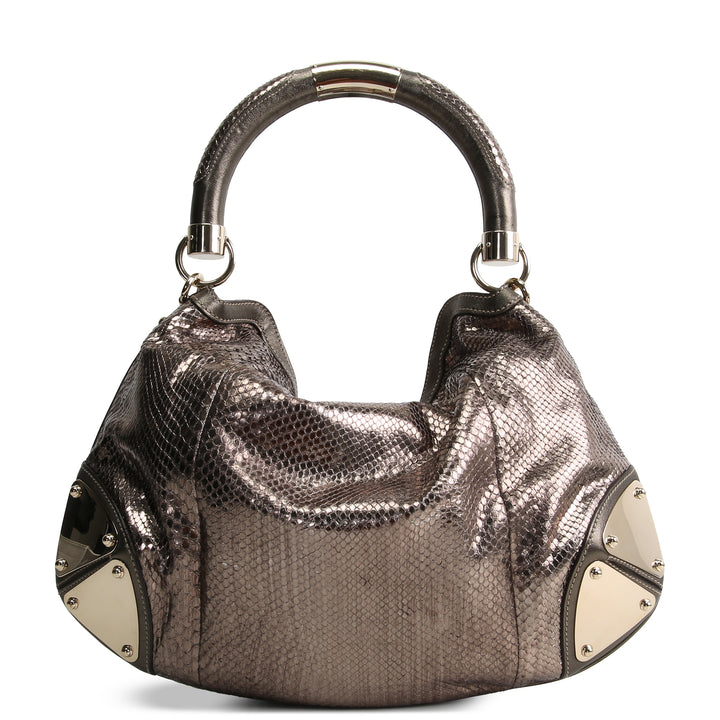 GUCCI Bamboo Babouska Indy Vintage Python - Metallic Bronze