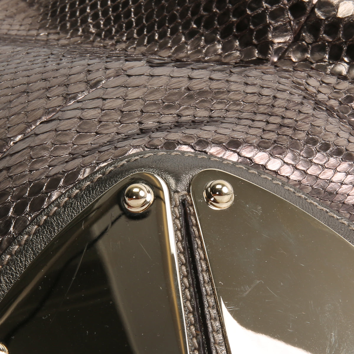 GUCCI Bamboo Babouska Indy Vintage Python - Metallic Bronze