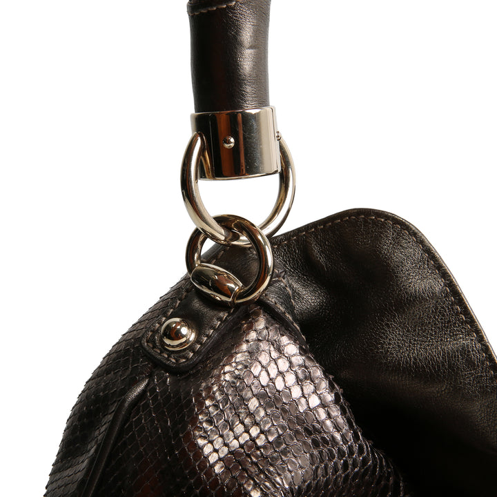 GUCCI Bamboo Babouska Indy Vintage Python - Metallic Bronze
