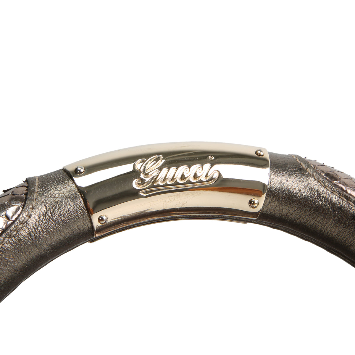 GUCCI Bamboo Babouska Indy Vintage Python - Metallic Bronze