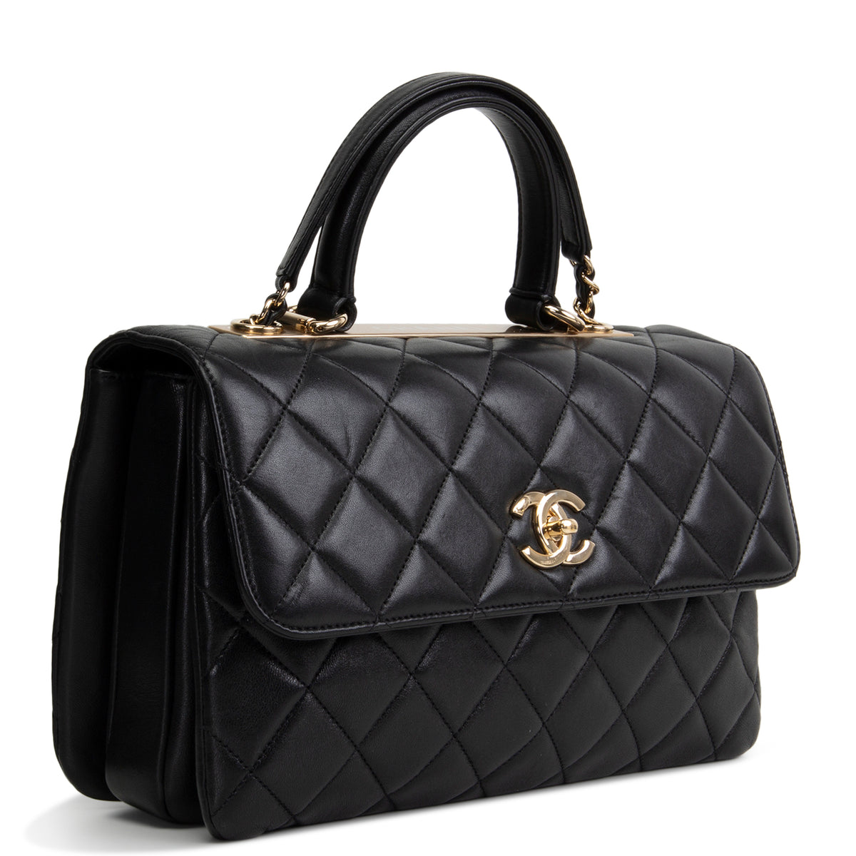CHANEL Lambskin Top Handle Trendy Bag