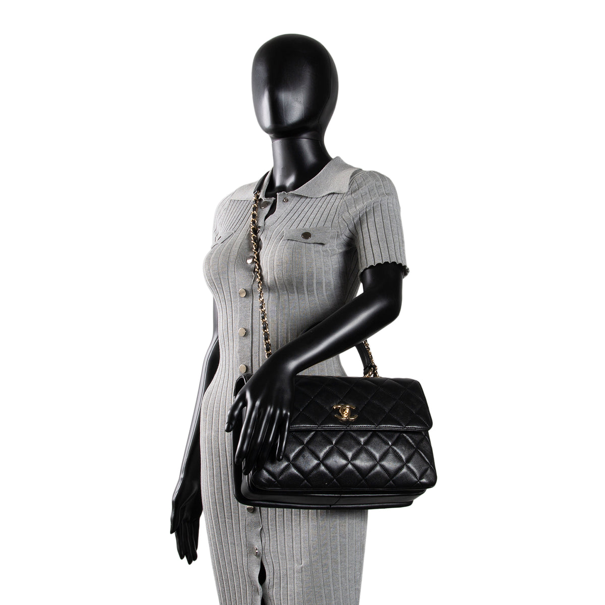 CHANEL Lambskin Top Handle Trendy Bag
