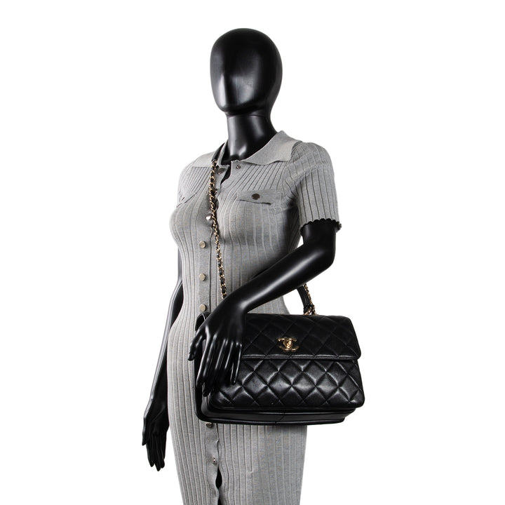 CHANEL Lambskin Top Handle Trendy Bag