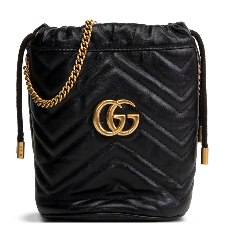 GUCCI GG Marmont Matelasse Mini Bucket Bag - Black