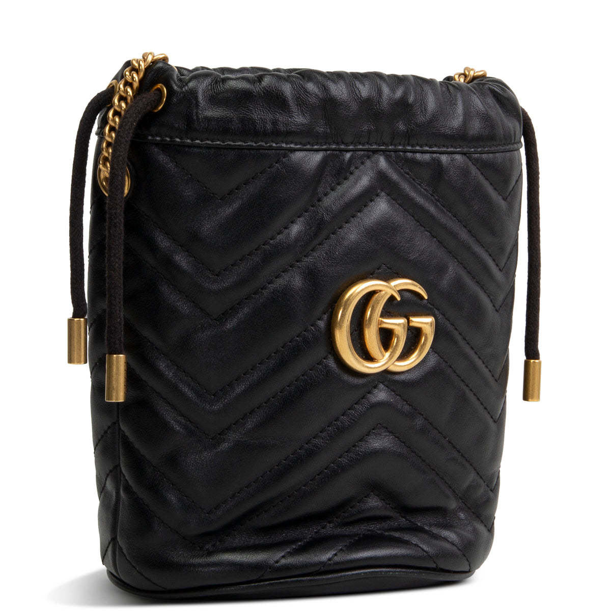 GUCCI GG Marmont Matelasse Mini Bucket Bag - Black