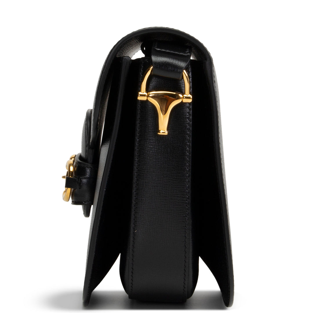 GUCCI Calfskin Horsebit 1955 Shoulder Bag - Black