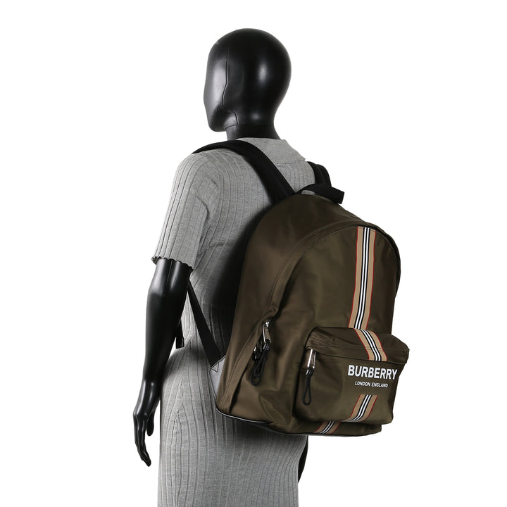 BURBERRY Nylon Icon Stripe Backpack - Green