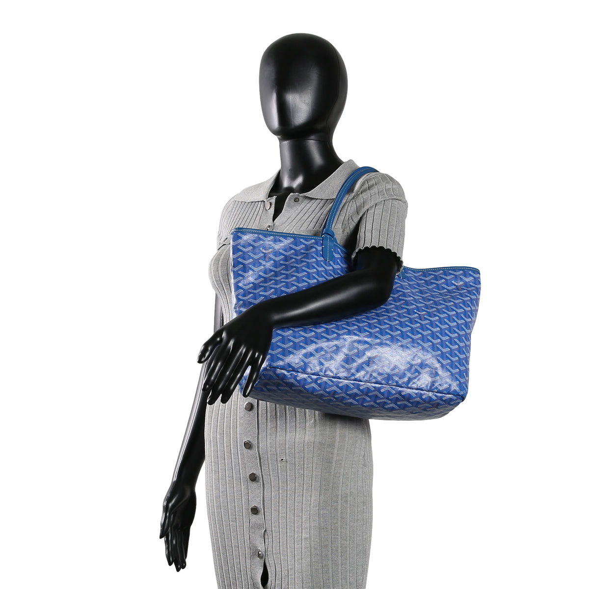 GOYARD Goyardine St. Louis Tote PM w/ Pouch - Blue