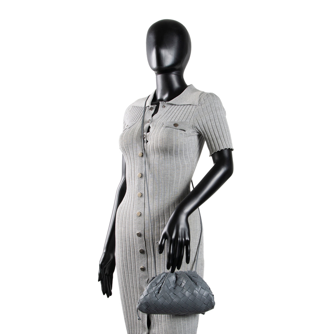 BOTTEGA VENETA Intrecciato Mini Pouch Crossbody - Grey