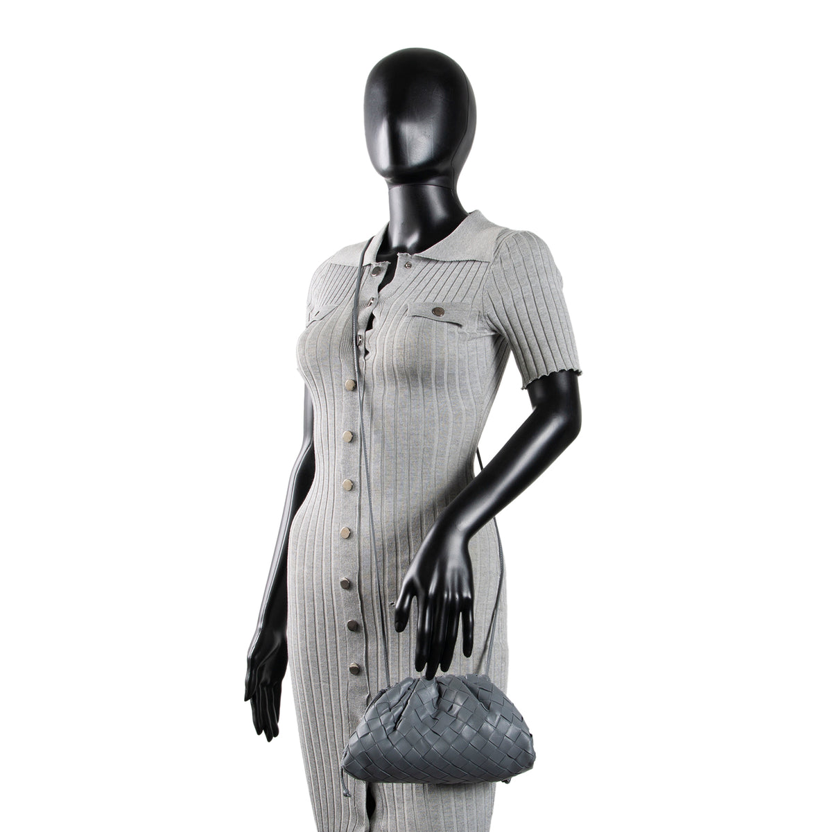 BOTTEGA VENETA Intrecciato Mini Pouch Crossbody - Grey