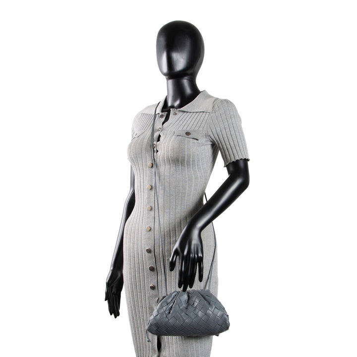 BOTTEGA VENETA Intrecciato Mini Pouch Crossbody - Grey