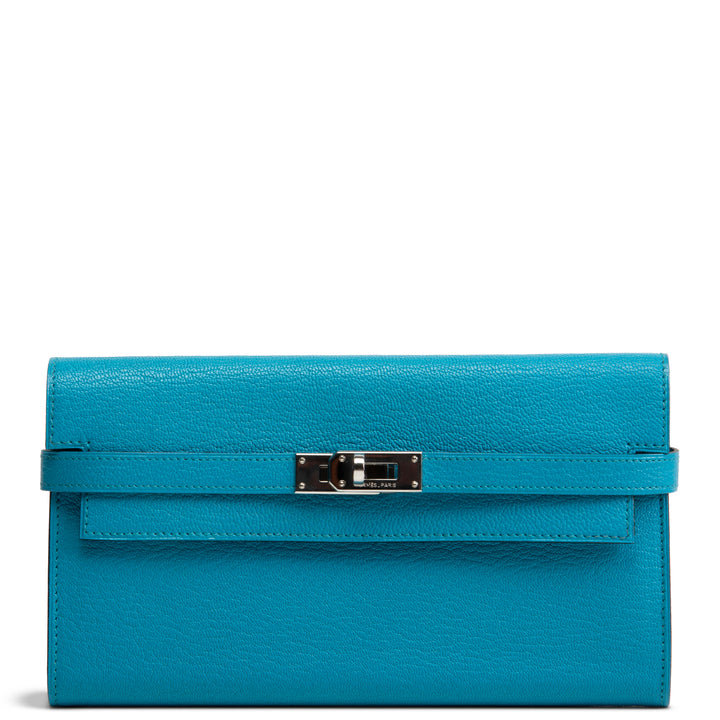 HERMES Kelly Classic Longue Wallet - Bleu Azteque