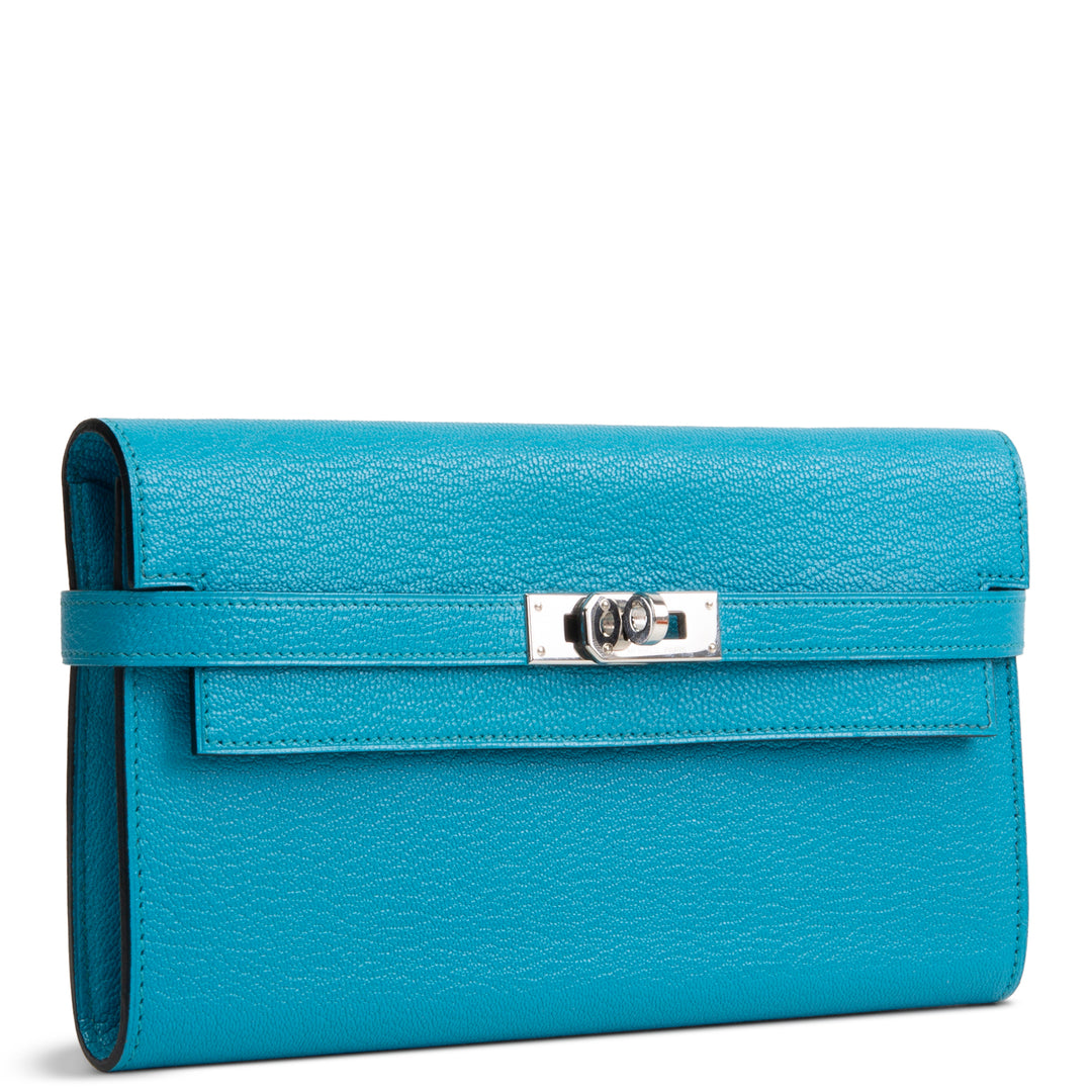 HERMES Kelly Classic Longue Wallet - Bleu Azteque