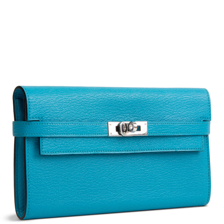 HERMES Kelly Classic Longue Wallet - Bleu Azteque