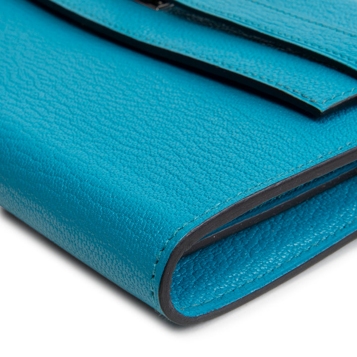 HERMES Kelly Classic Longue Wallet - Bleu Azteque