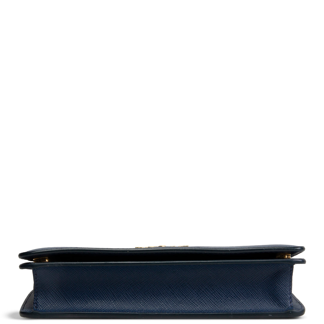 PRADA Saffiano Wallet on Chain Wristlet - Navy