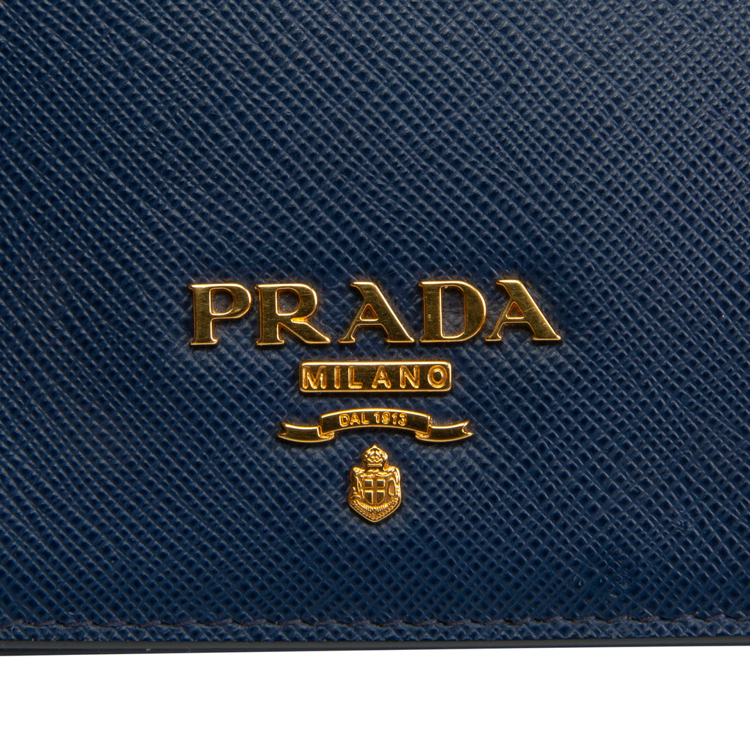 PRADA Saffiano Wallet on Chain Wristlet - Navy