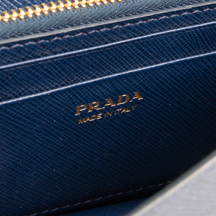 PRADA Saffiano Wallet on Chain Wristlet - Navy