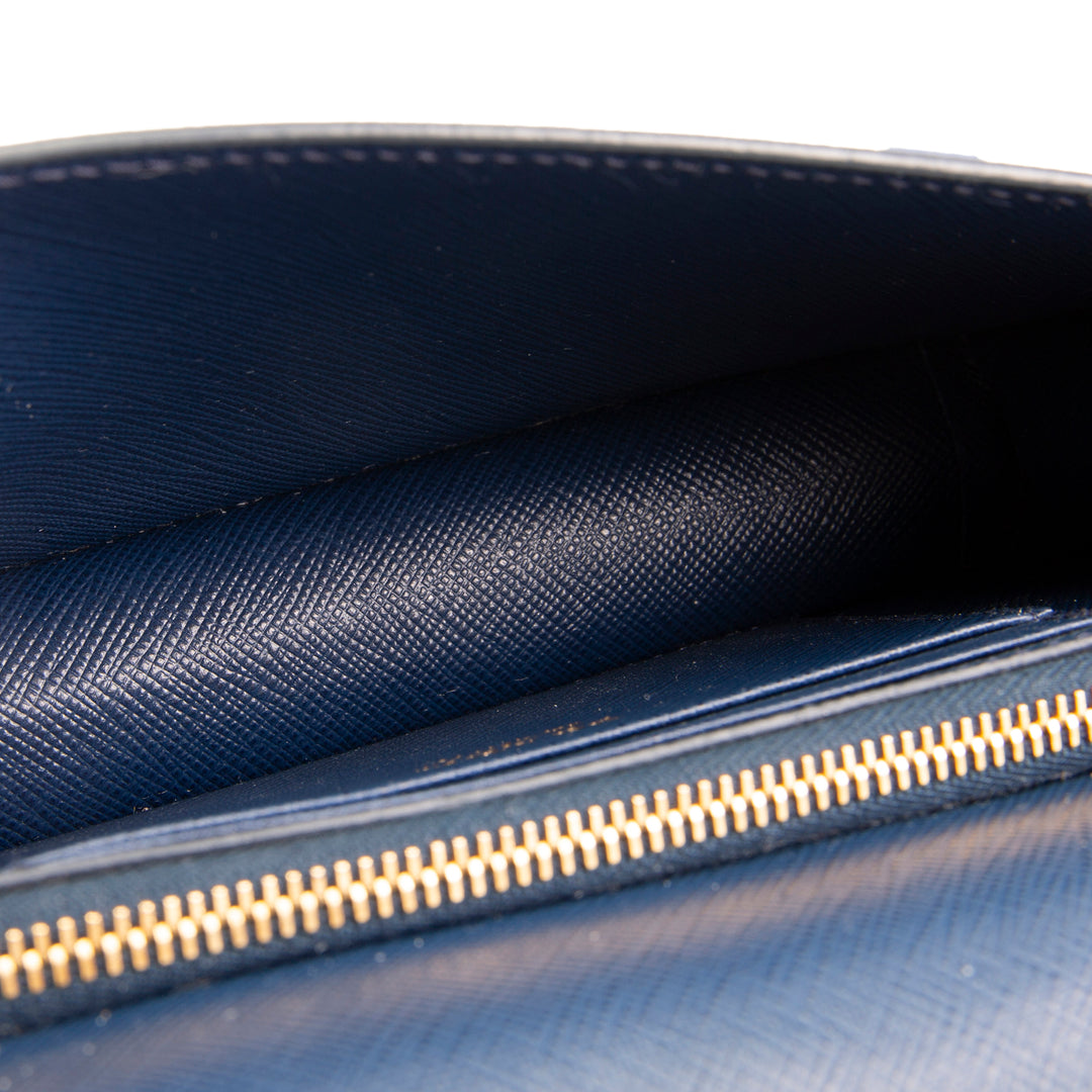 PRADA Saffiano Wallet on Chain Wristlet - Navy