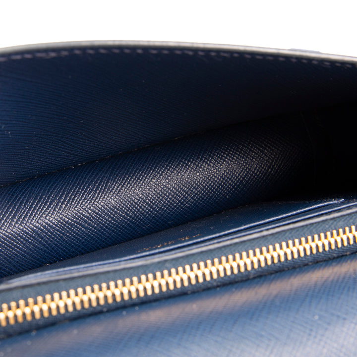 PRADA Saffiano Wallet on Chain Wristlet - Navy