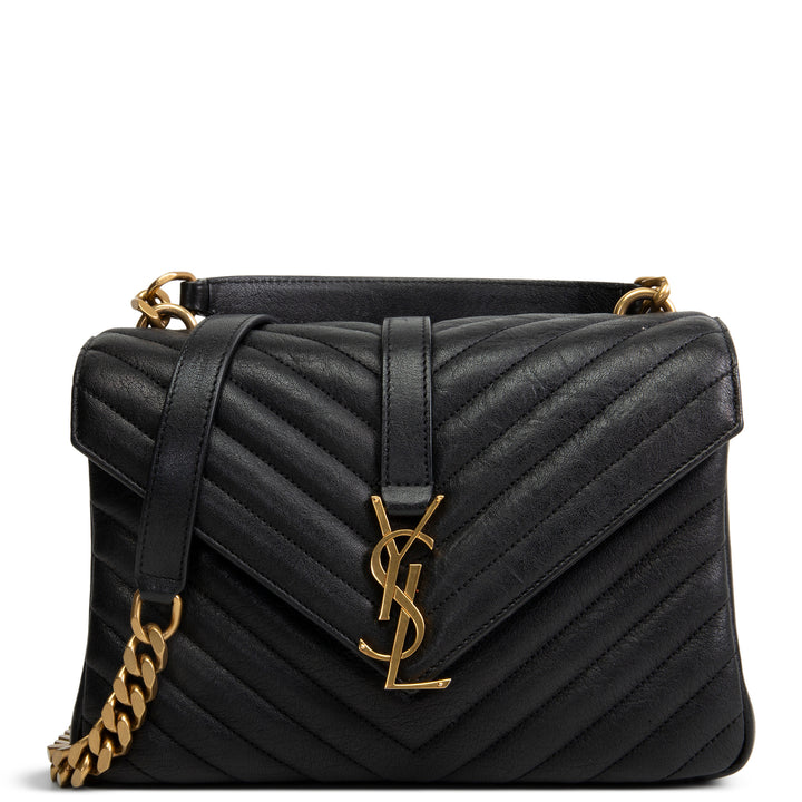 SAINT LAURENT Medium College Flap Top Handle Bag - Black