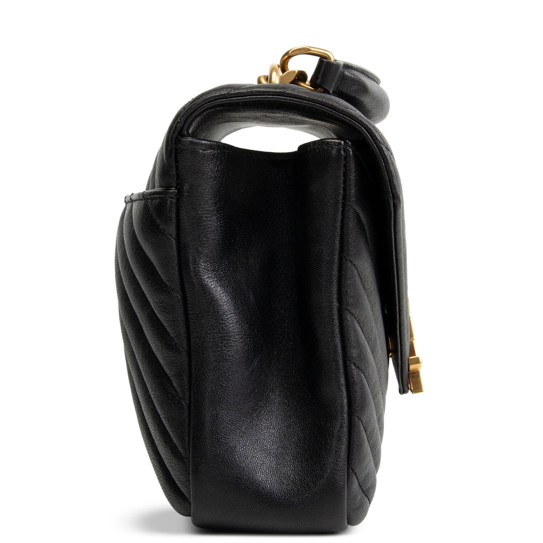 SAINT LAURENT Medium College Flap Top Handle Bag - Black
