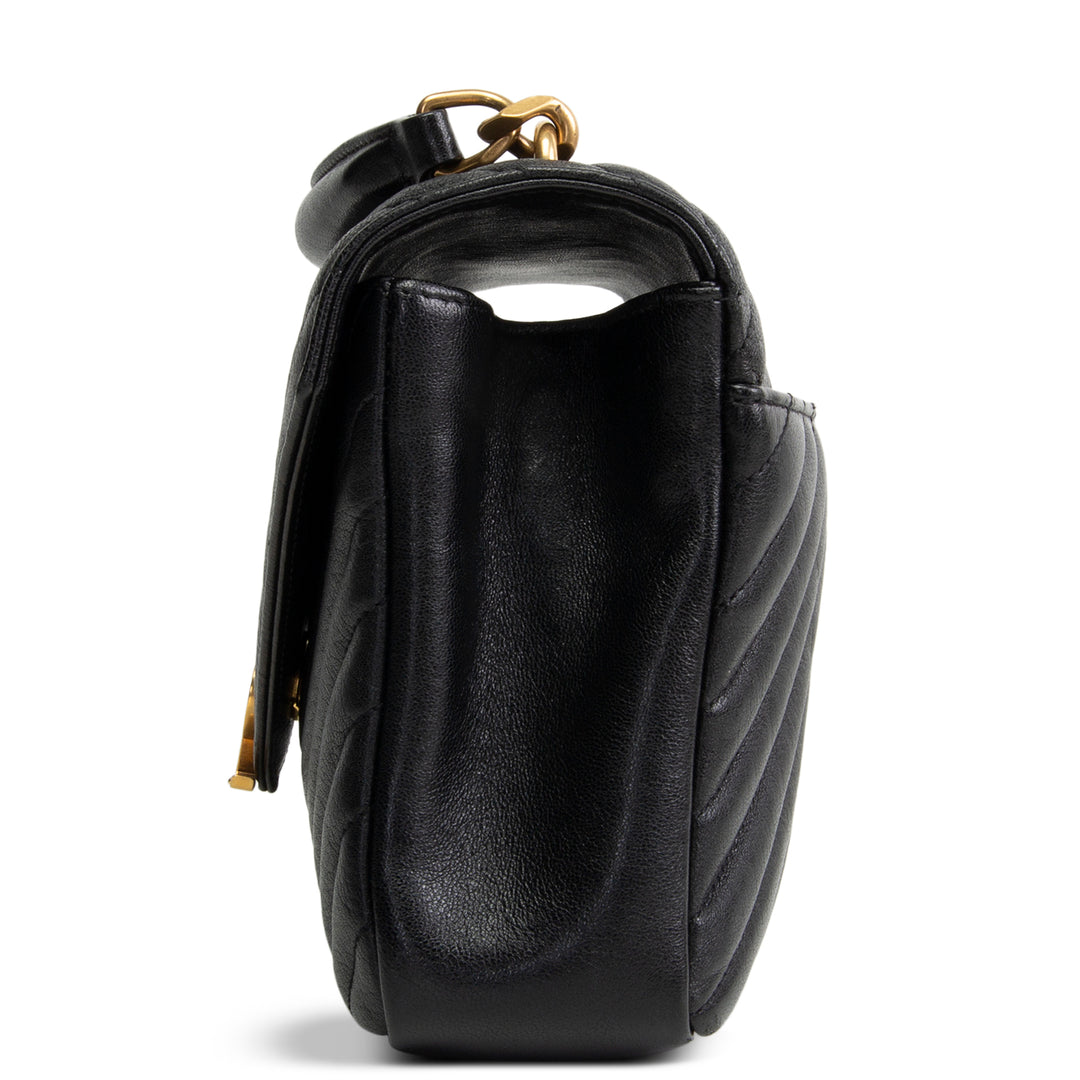 SAINT LAURENT Medium College Flap Top Handle Bag - Black