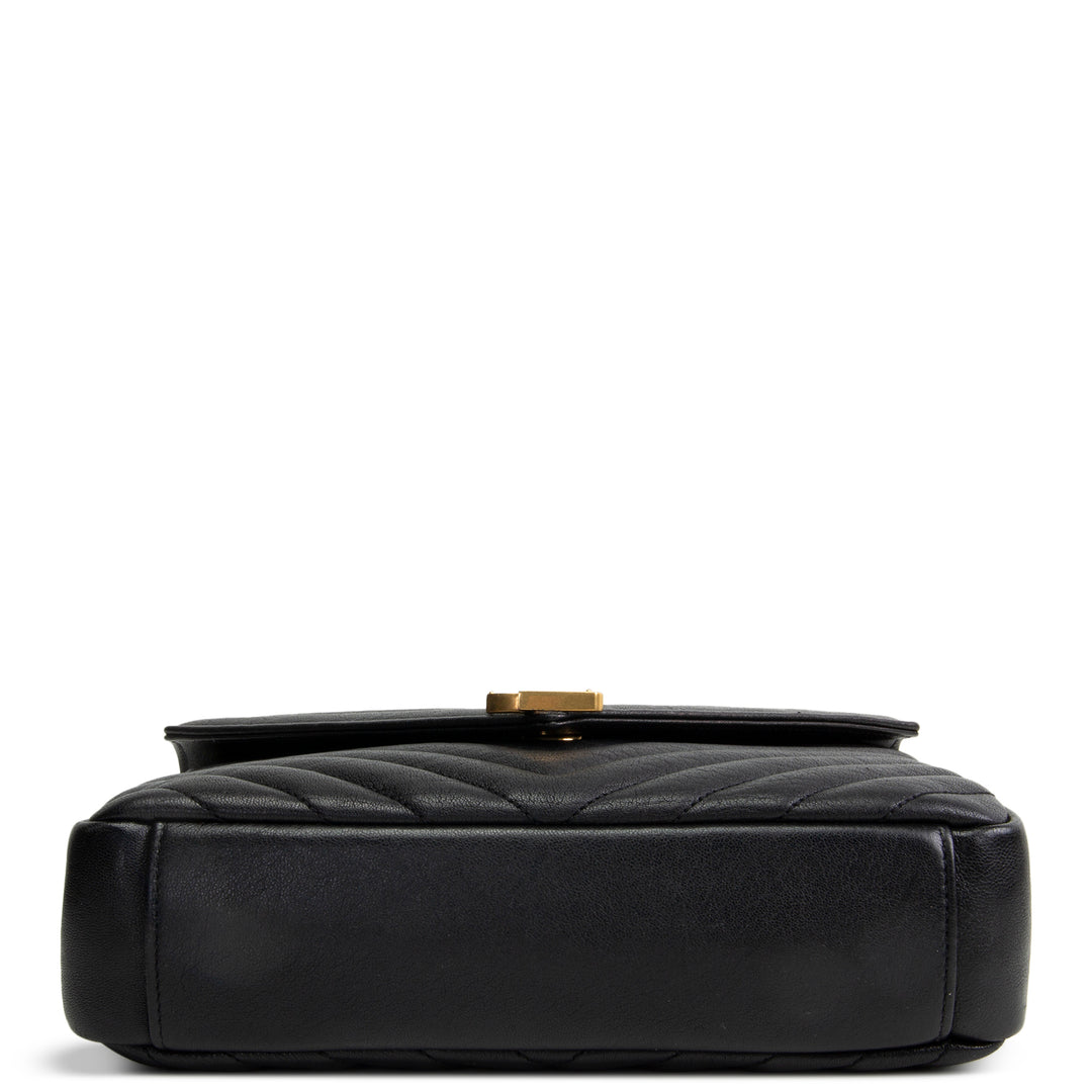 SAINT LAURENT Medium College Flap Top Handle Bag - Black