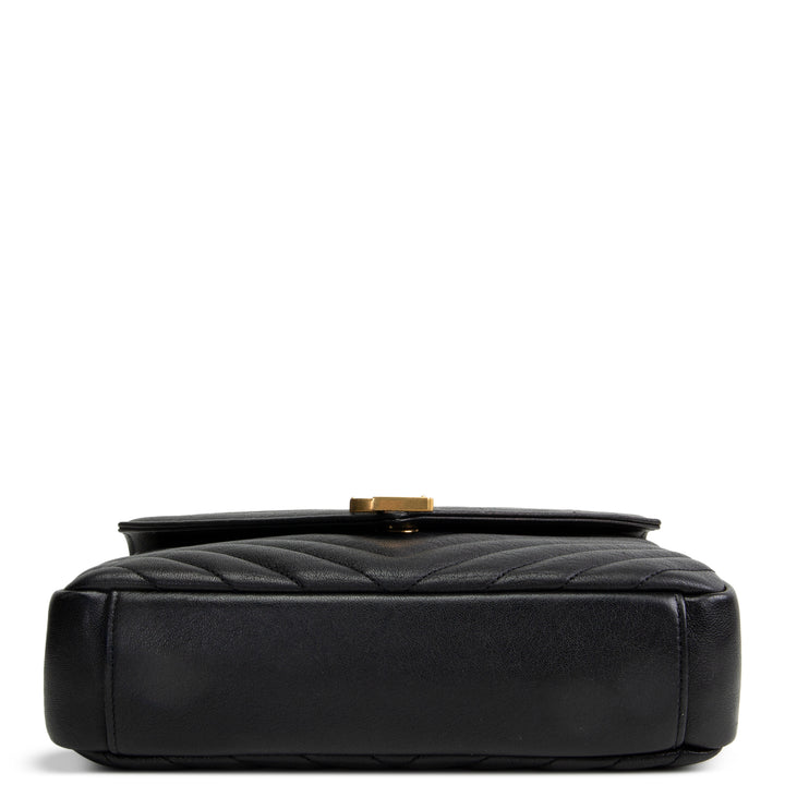 SAINT LAURENT Medium College Flap Top Handle Bag - Black
