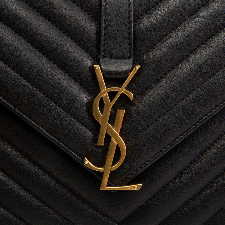 SAINT LAURENT Medium College Flap Top Handle Bag - Black