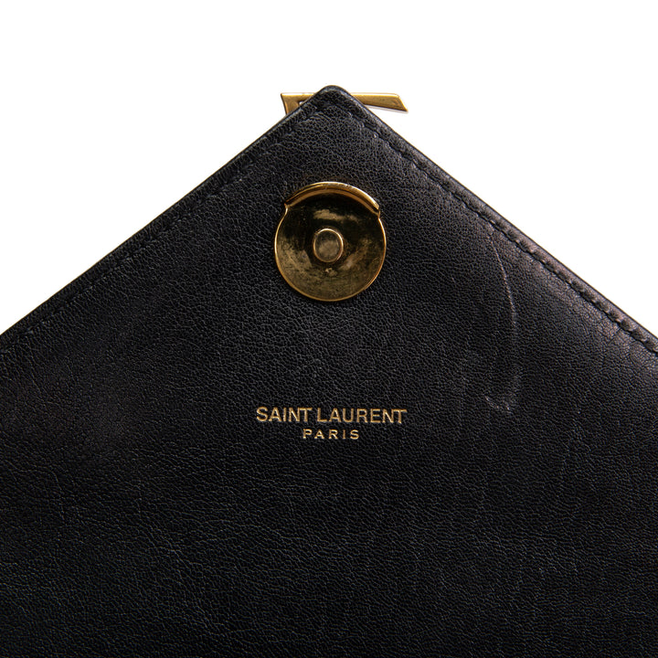 SAINT LAURENT Medium College Flap Top Handle Bag - Black