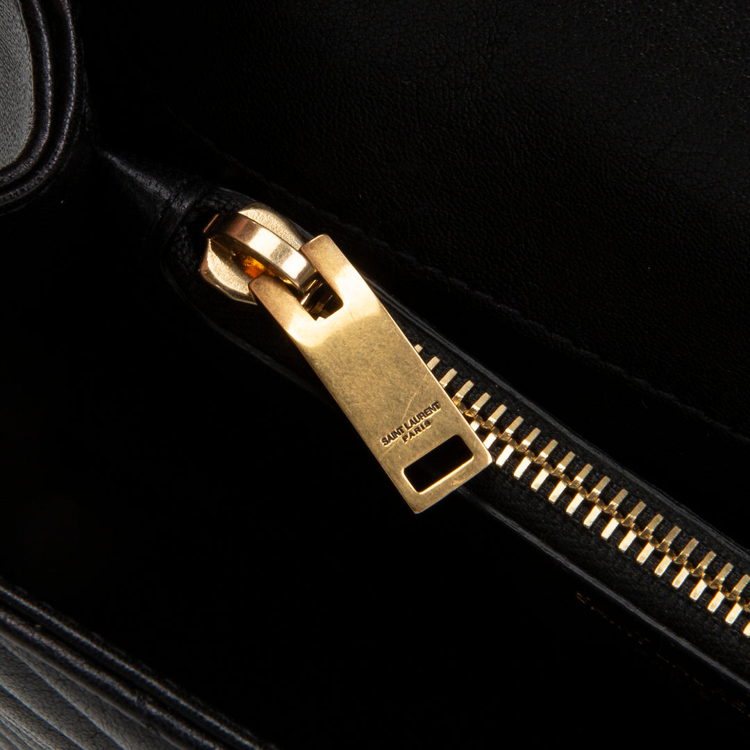SAINT LAURENT Medium College Flap Top Handle Bag - Black