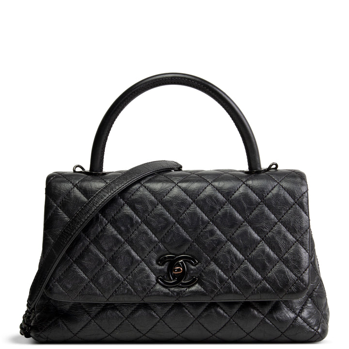 CHANEL Aged Calfskin Quilted Small Coco Handle
