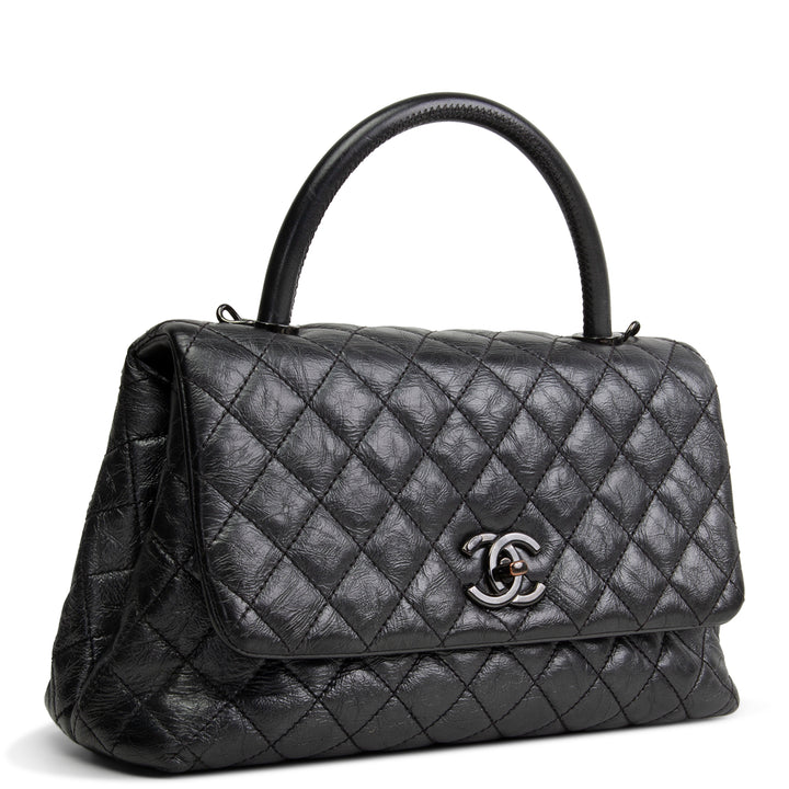 CHANEL Aged Calfskin Quilted Small Coco Handle
