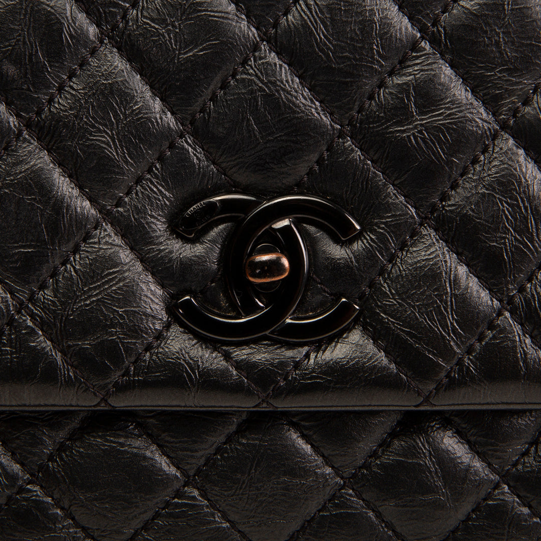 CHANEL Aged Calfskin Quilted Small Coco Handle