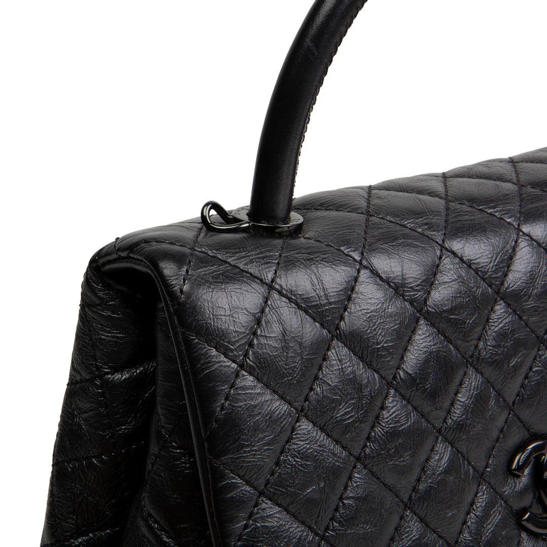 CHANEL Aged Calfskin Quilted Small Coco Handle
