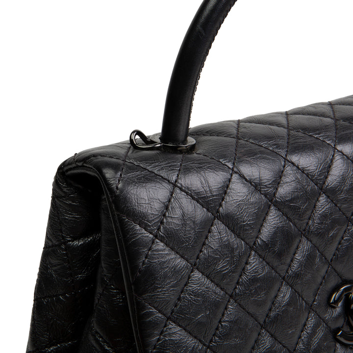 CHANEL Aged Calfskin Quilted Small Coco Handle