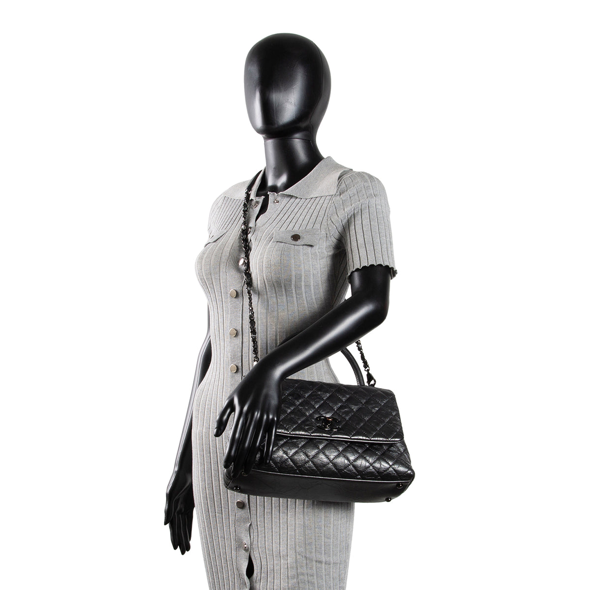 CHANEL Aged Calfskin Quilted Small Coco Handle