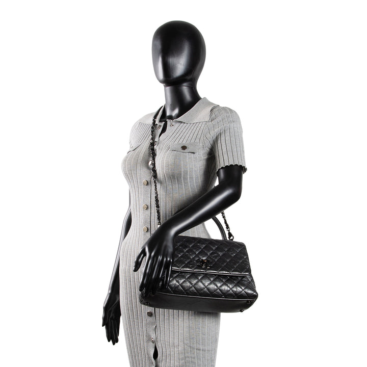 CHANEL Aged Calfskin Quilted Small Coco Handle