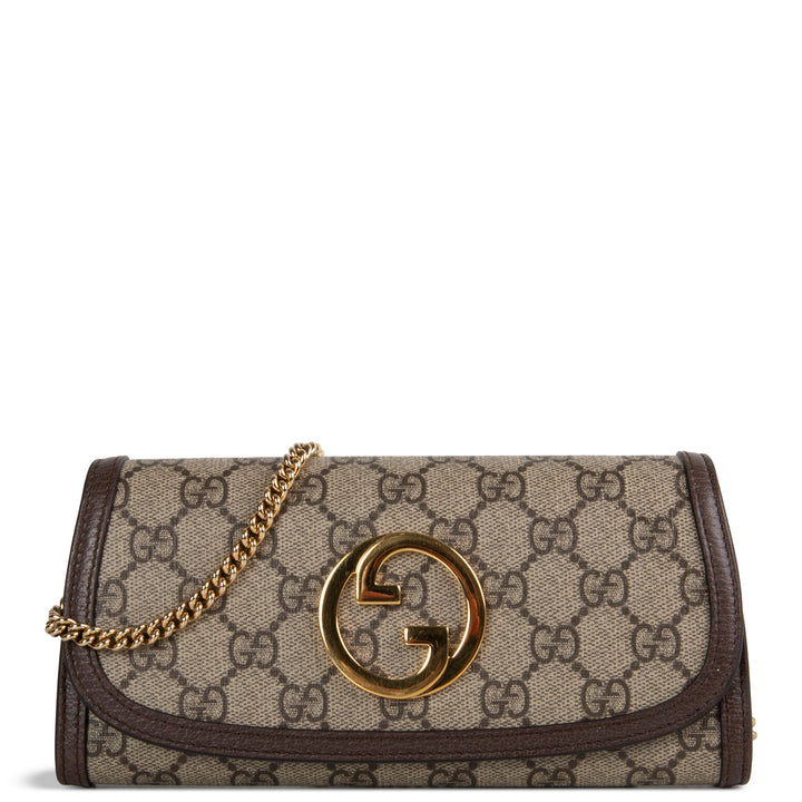 GUCCI GG Supreme Blondie Continental Chain Wallet - Beige & Ebony