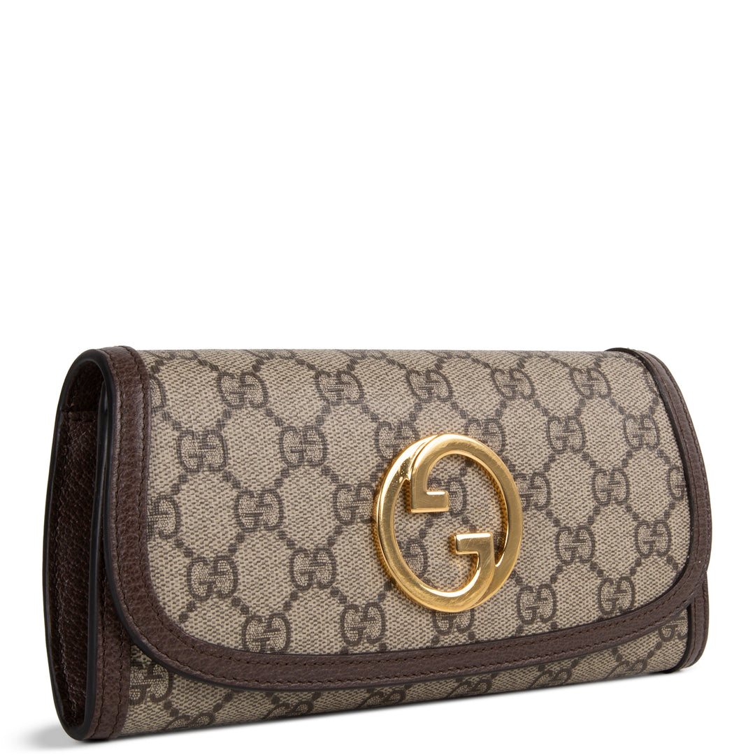 GUCCI GG Supreme Blondie Continental Chain Wallet - Beige & Ebony